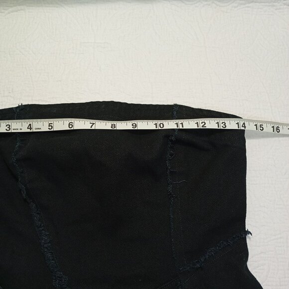 Urban Outfitters Mini Dress Size S Black Strapless Patchwork Denim Frayed Hem - Picture 9 of 10
